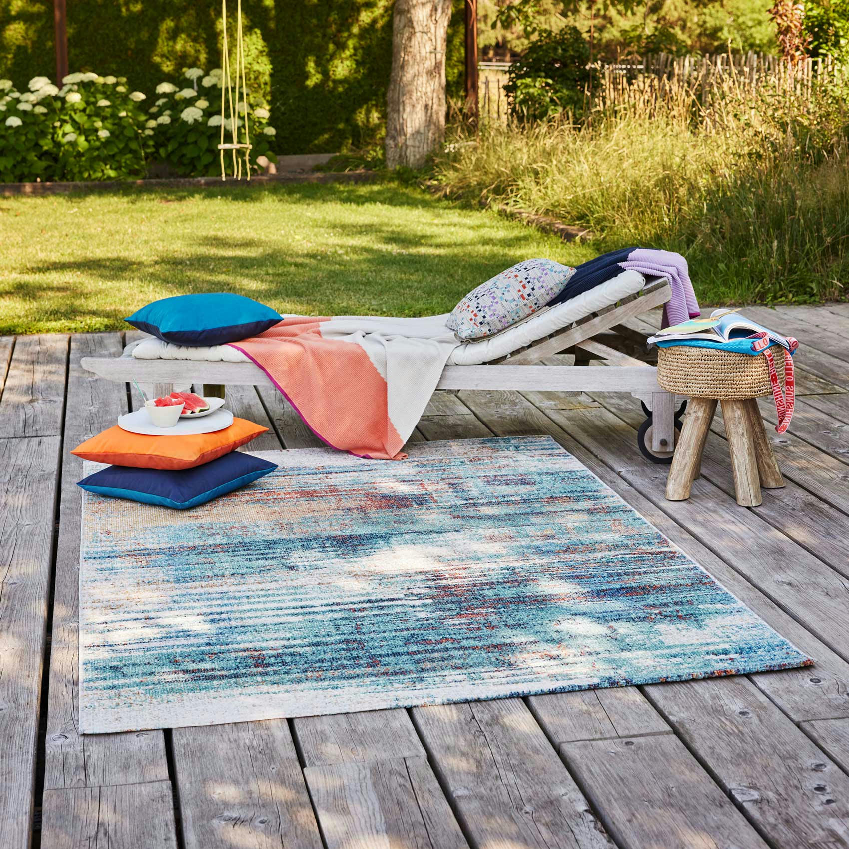 ELOUISA - Tapis intérieur/extérieur ras motif graphique multicolore 80x150
