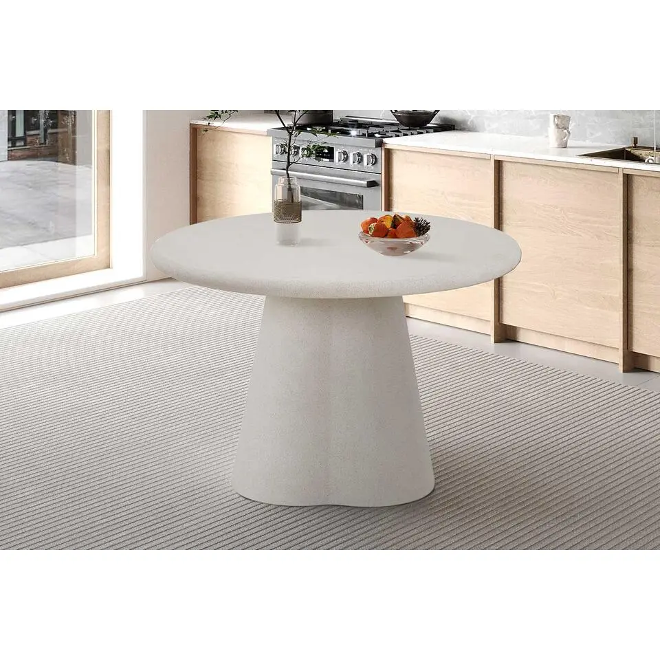 Eettafel Faro - &Oslash;120x76cm - cementverf - wit