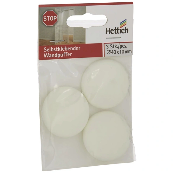 Wandpuffer, selbstklebend, Kunststoff, weiß, Ø 40 x 10 mm, 3 St.