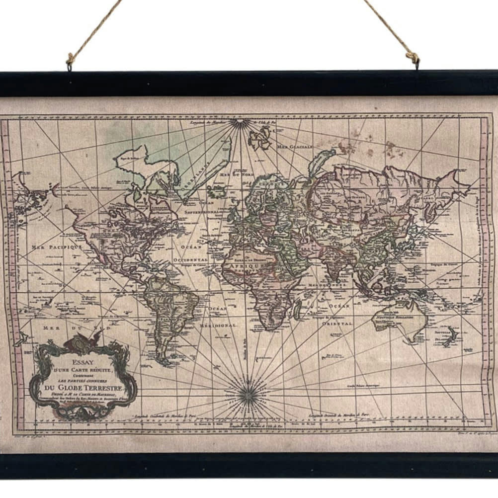 GLOBE - Toile déco globe terrestre à suspendre 60x43cm
