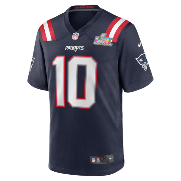 Men's New England Patriots Drake Maye Nike Navy Super Bowl LX Patch Game Jersey