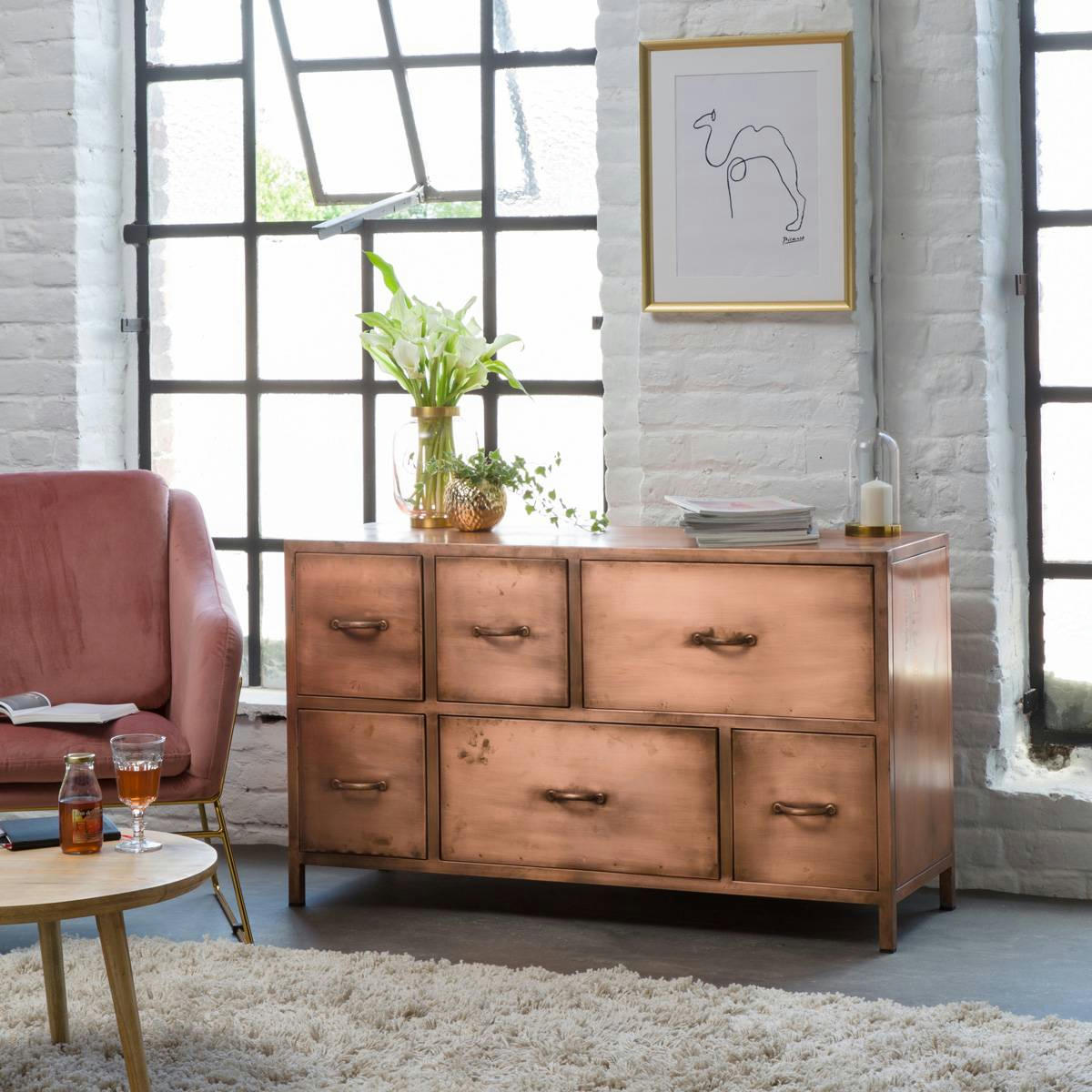 LIMA - Buffet en métal cuivre 120 cm