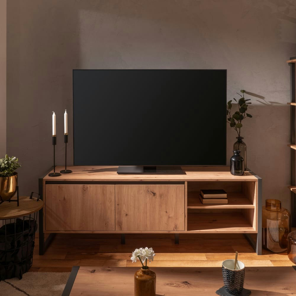KOTOR - Meuble TV industriel en bois avec rangements