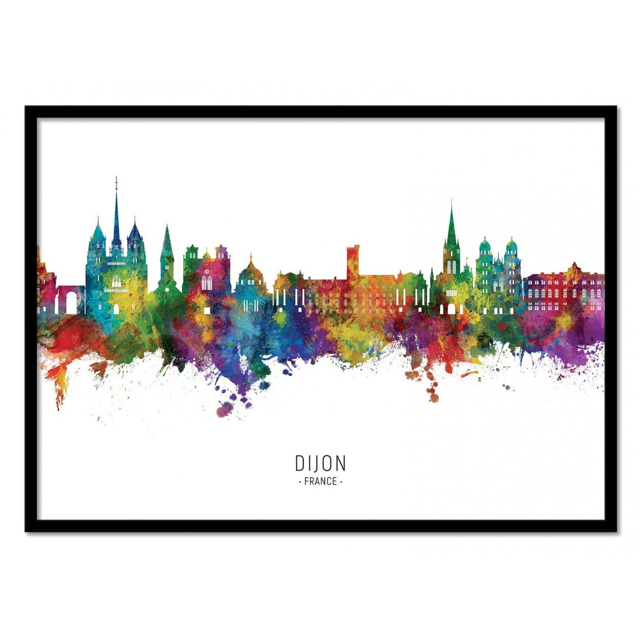 MICHAEL TOMPSETT - DIJON FRANCE SKYLINE -  Affiche d'art 30 x 40 cm