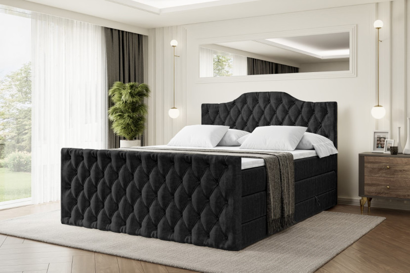 Łóżko kontynentalne z pojemnikiem i materacem H3|H4 VILA-1-Z KING 120x200cm
