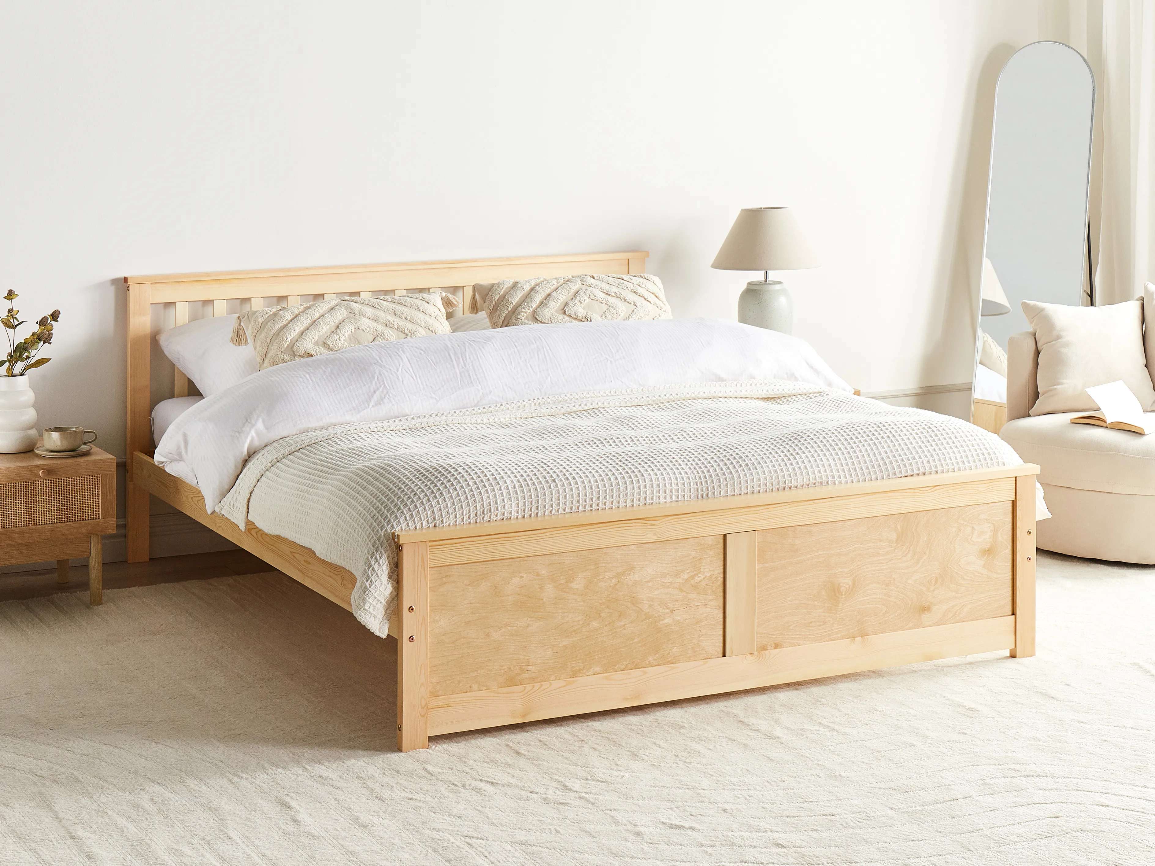 Bed Pine Wood OLENDON 180 x 200 cm (EU Super King) Light Brown