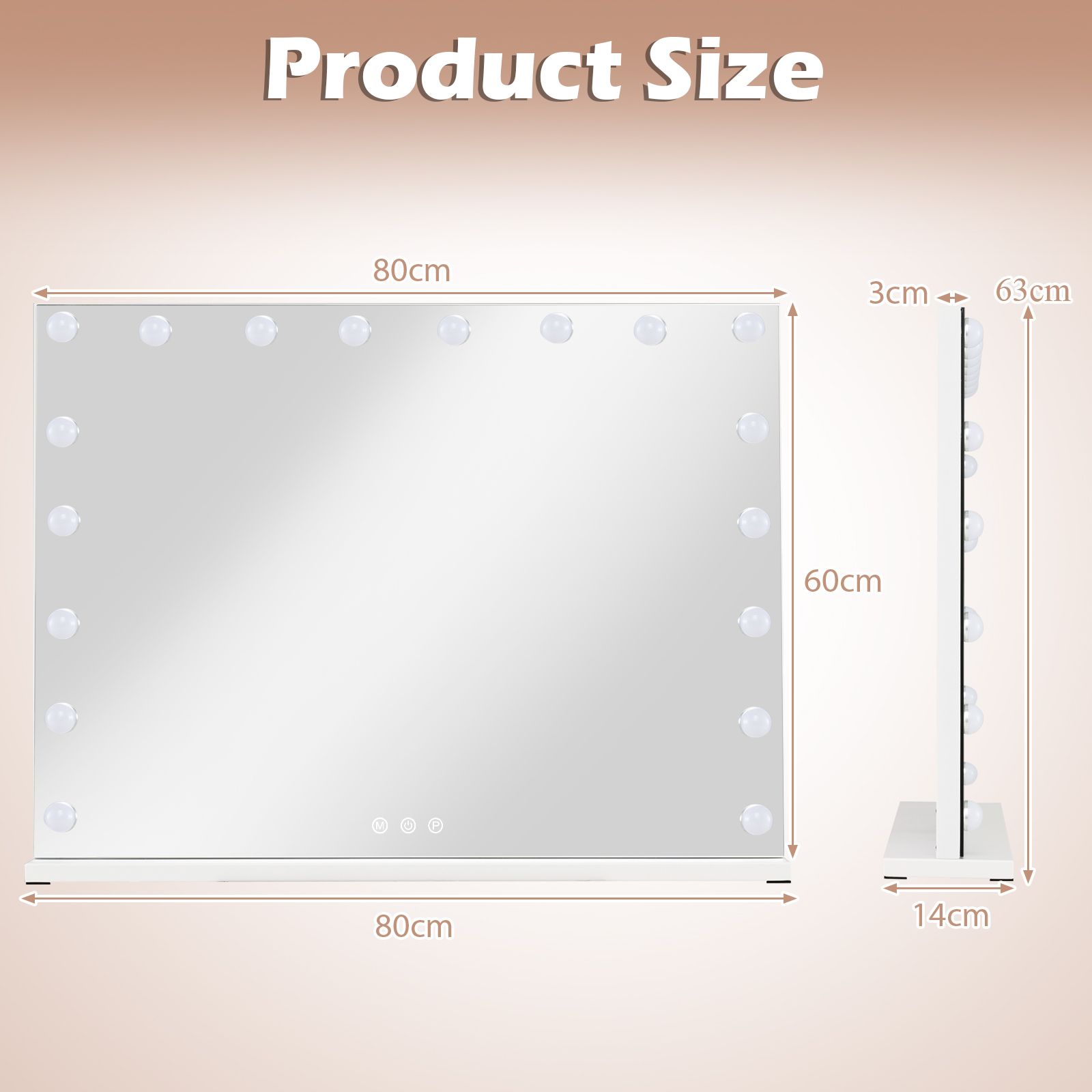Costway Hollywood Vanity Mirror w/ Lights Tabletop Makeup Mirror Touch Control