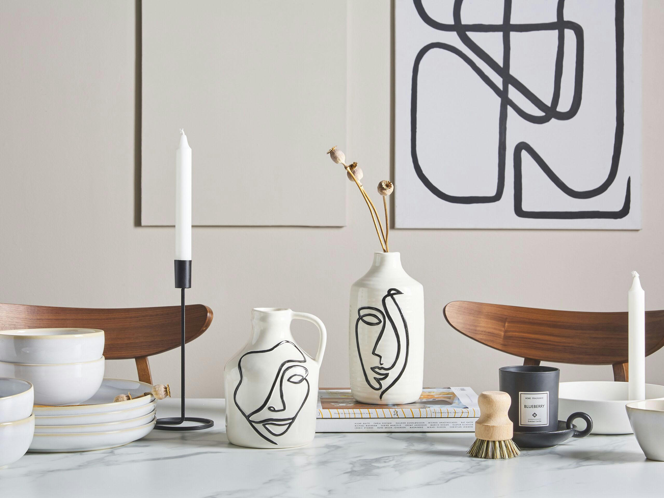 AENUS - Vase décoratif blanc 22 cm