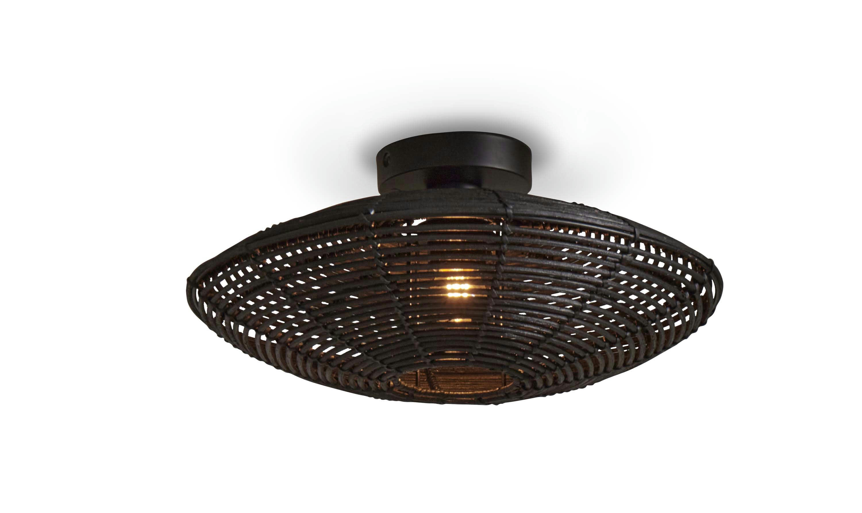 TANAMI - Plafonnier rotin  noir, h. 10cm