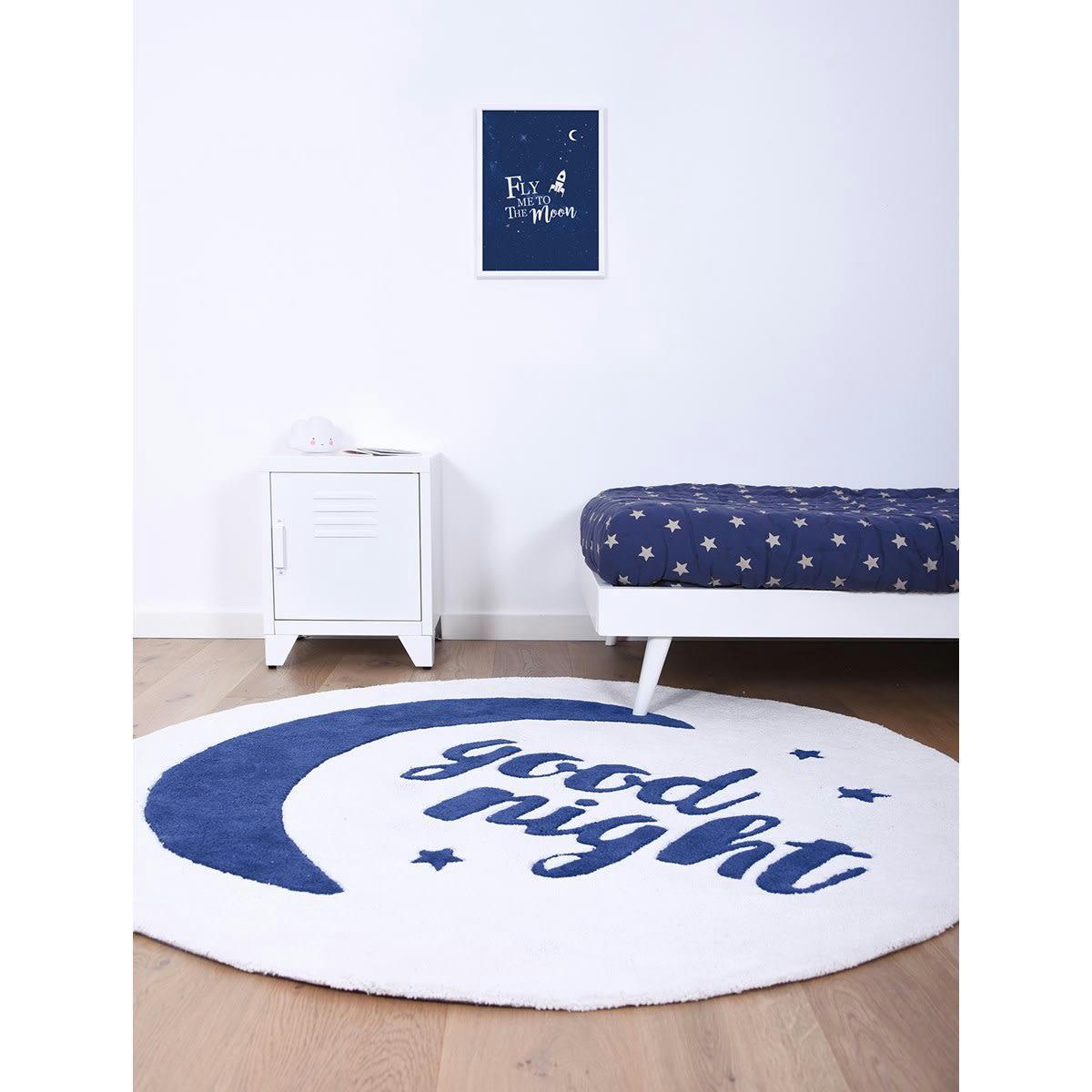 FLY ME TO THE MOON - Tapis good night en Coton Bleu
