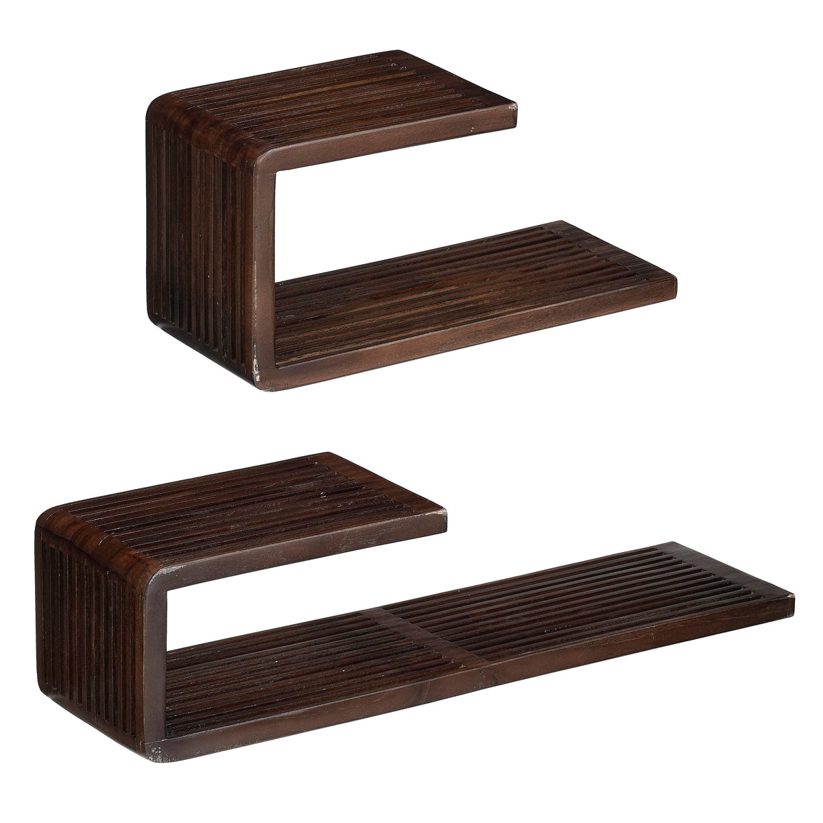 Mica Decorations Josha Wandplank Zwevend - Zwevende Boekenplank Set van 2 - 80 x 21 x 20 cm - Wandplank Hout Gerecycled - Onzichtbaar Ophangsysteem -