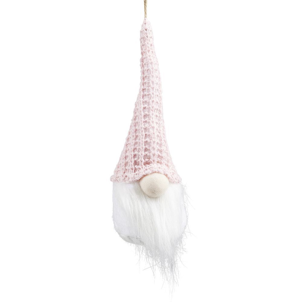 Gnome lumineux avec bonnet de laine à poser ou suspendre Ø7xH20cm
