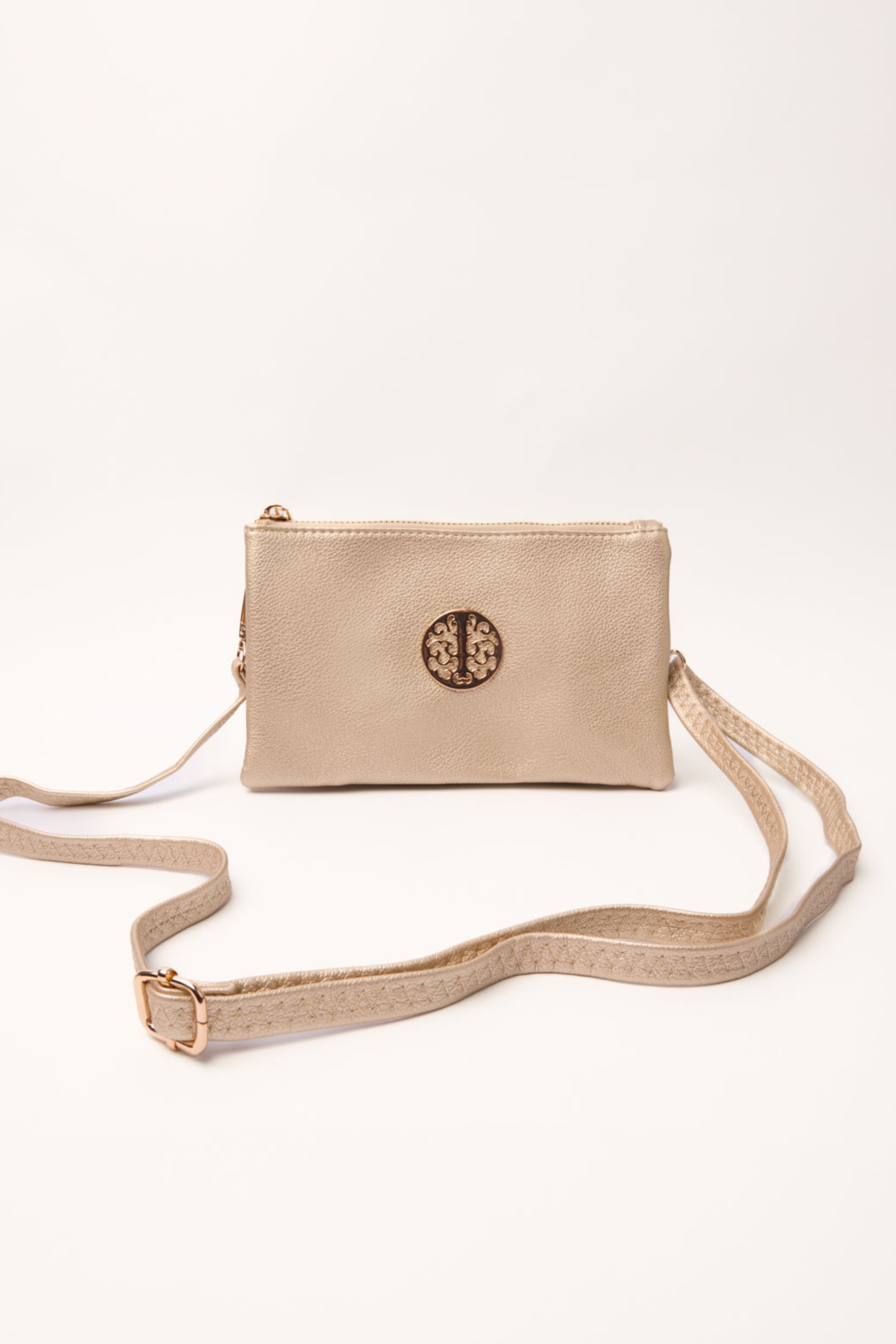 Blue Vanilla Detailed Zip Up Purse With Detachable Strap