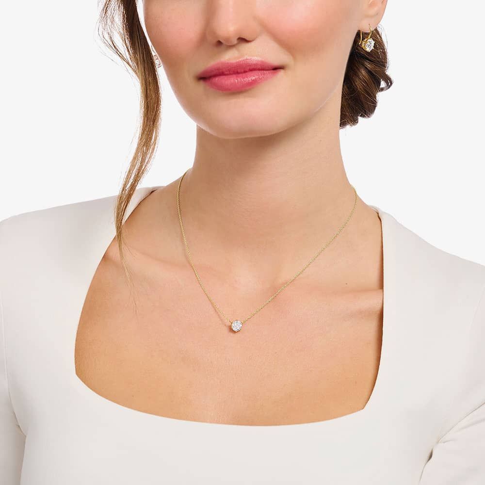 THOMAS SABO Gold Plated Cubic Zirconia Necklace KE2210-414-14-L45V