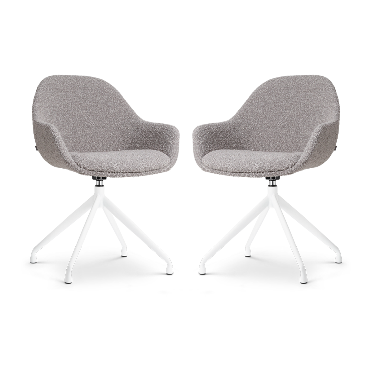 Nolon Nola-Mae Draaibare Eetkamerstoelen Bouclé Taupe - Wit - 2x