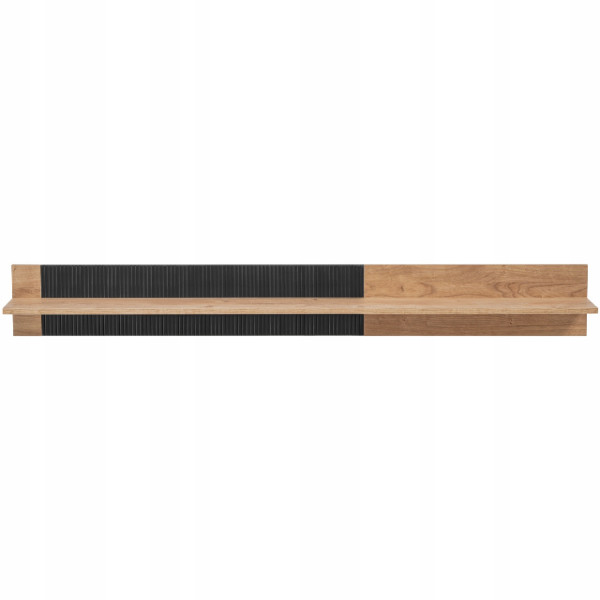 Półka wisząca ARON | Dąb Ribbeck   Czarny Ryflowany | 160 cm
