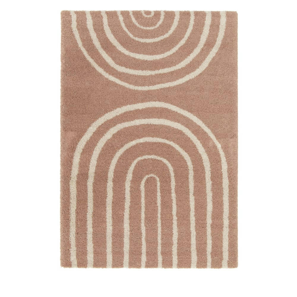 VICTORIA I - Tapis contemporain à motif géométrique vieux rose 160x230 cm