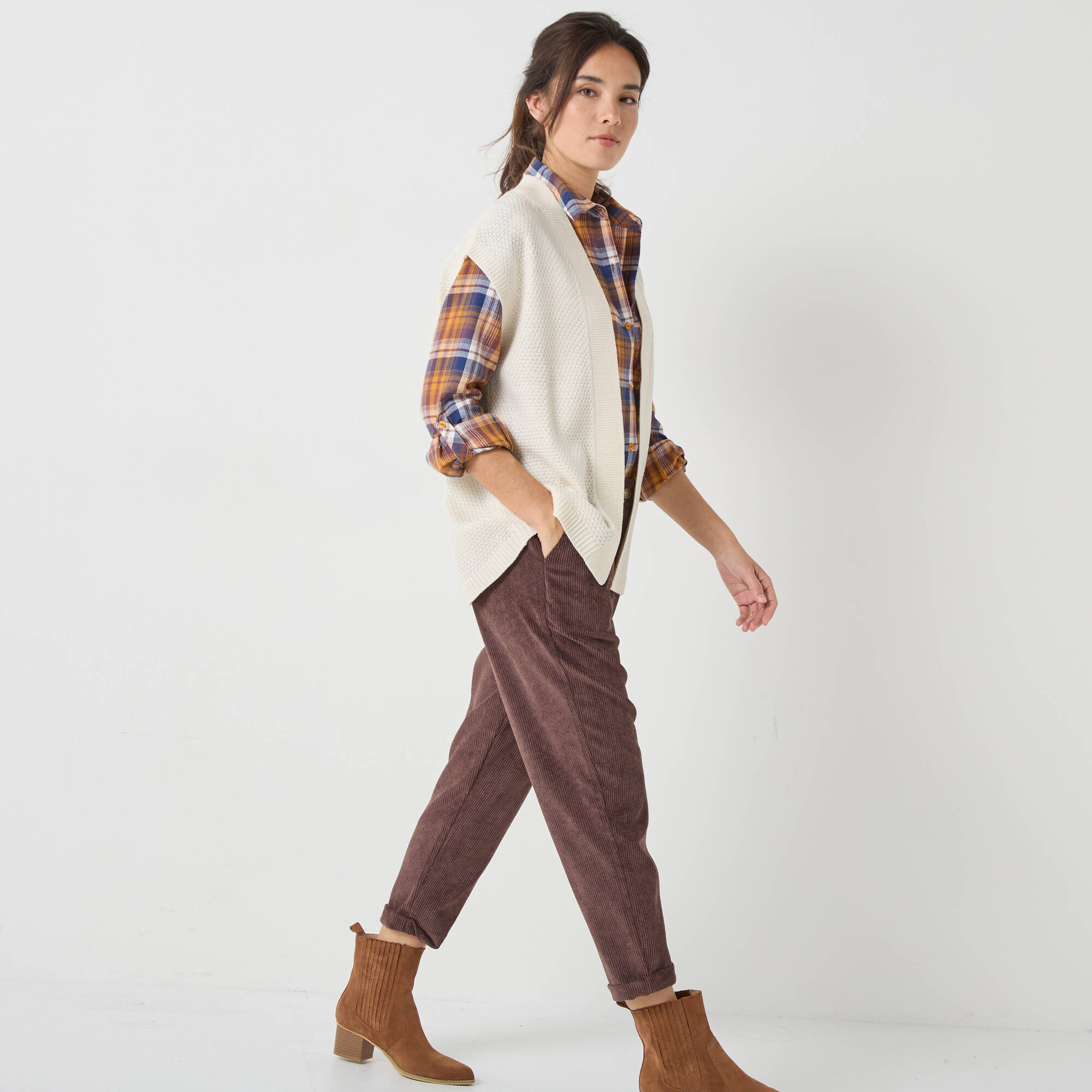 Gilet sans manches, maille fantaisie