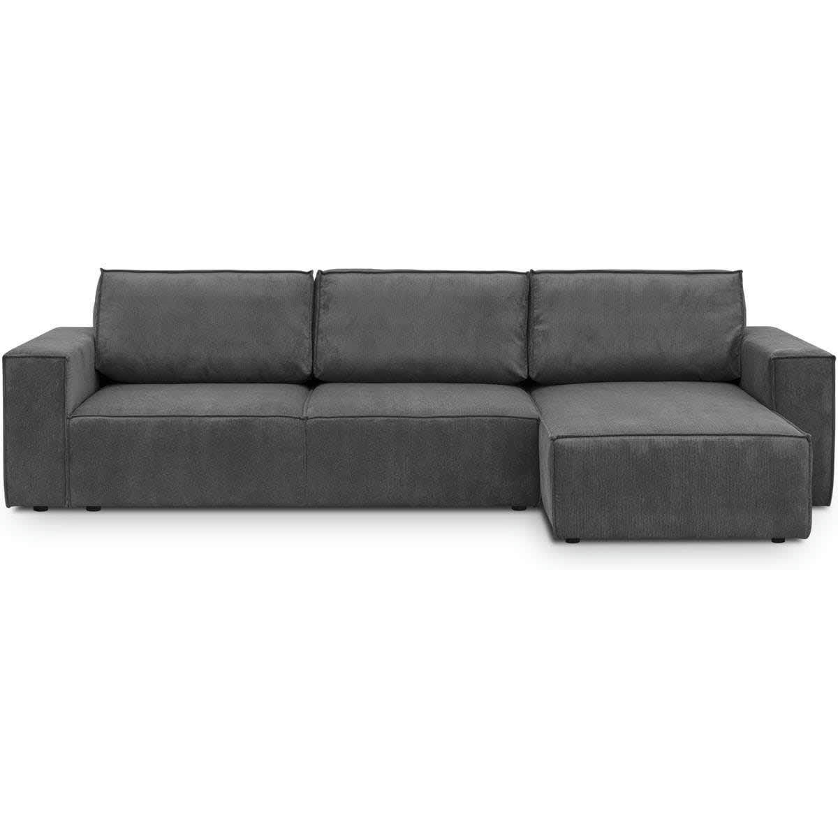 HARPER NEW - Canapé d'angle 5 places convertible en velours fines côtes anthracite