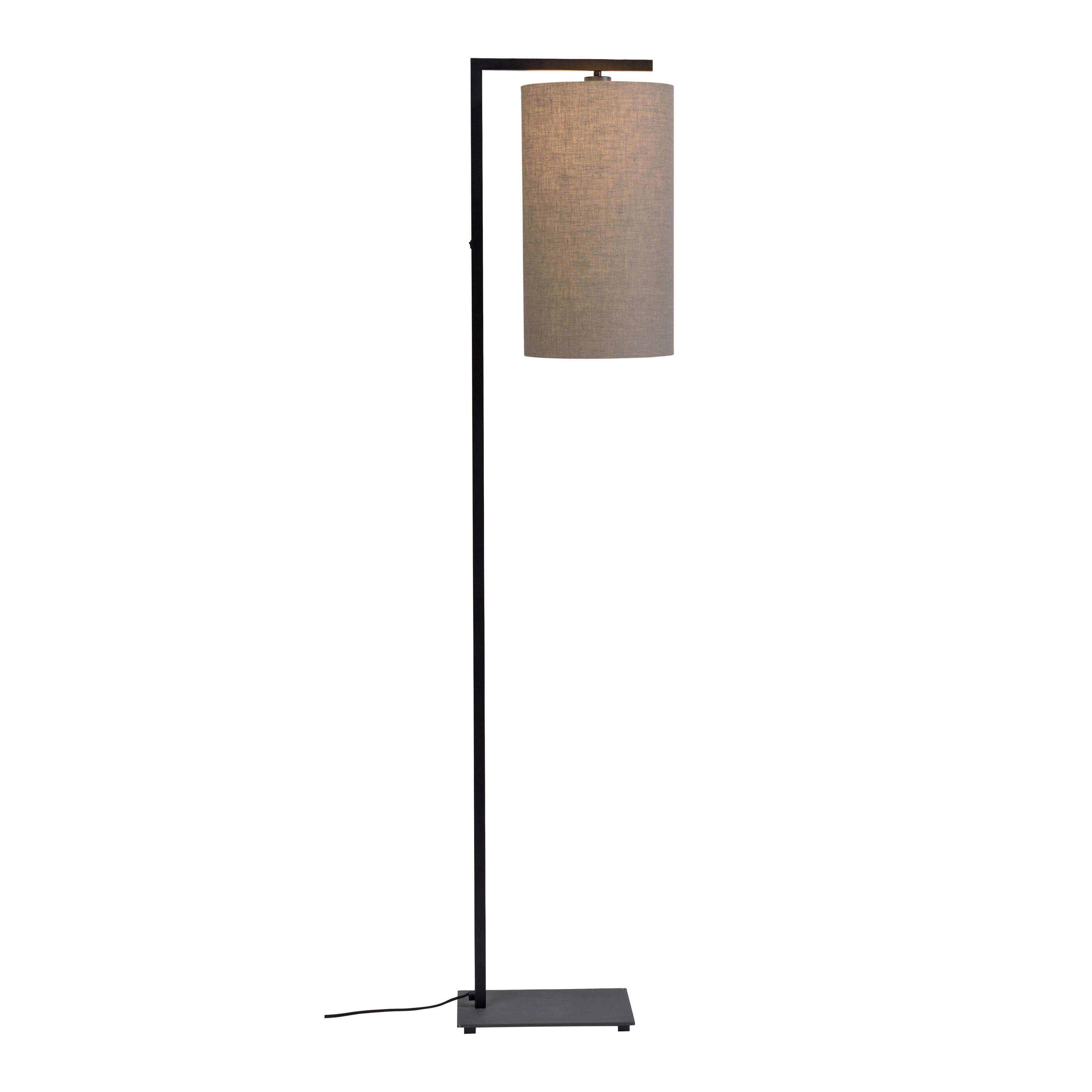 BOSTON - Lampadaire noir avec abat-jour taupe H160cm