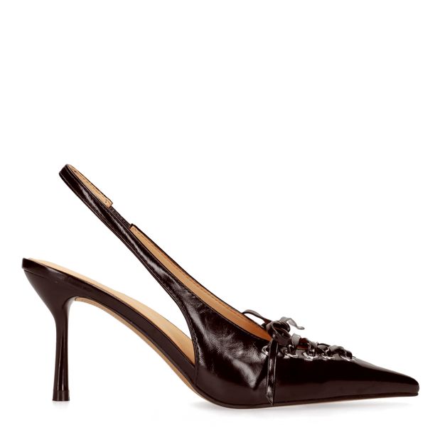 Bordeaux slingbacks met veters