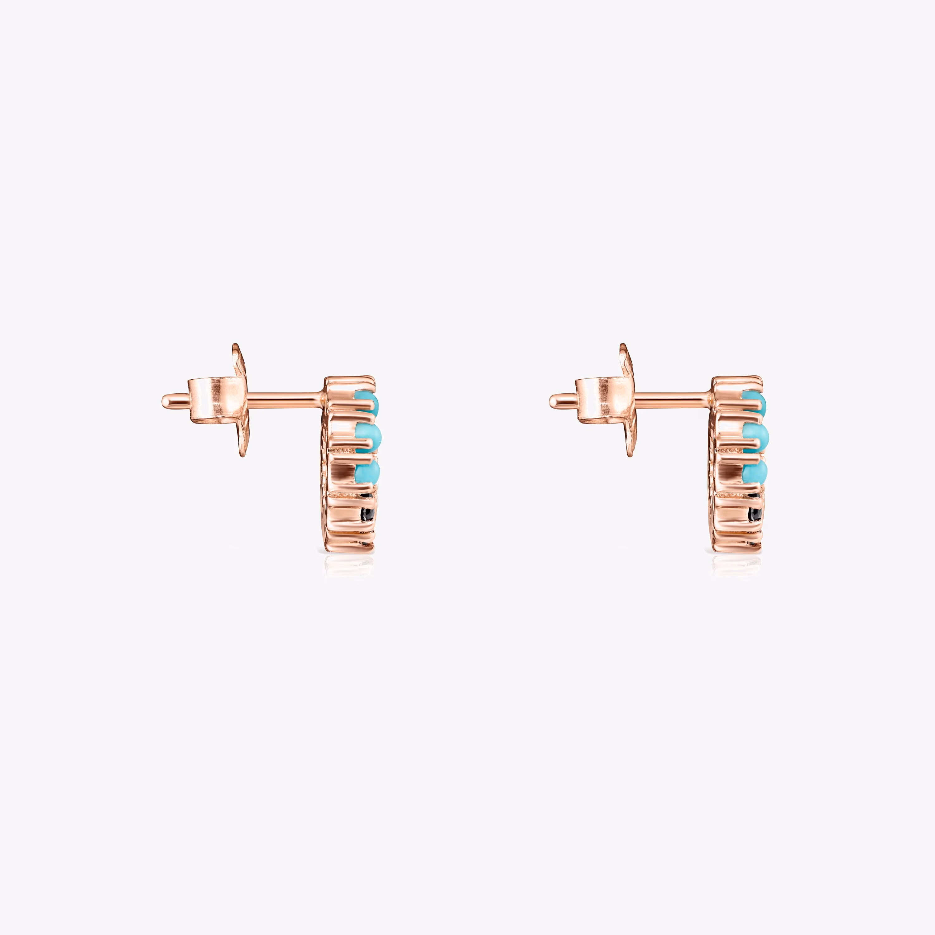 Pendientes pequeños disco con baño de oro rosa 18 kt sobre plata y gemas Straight