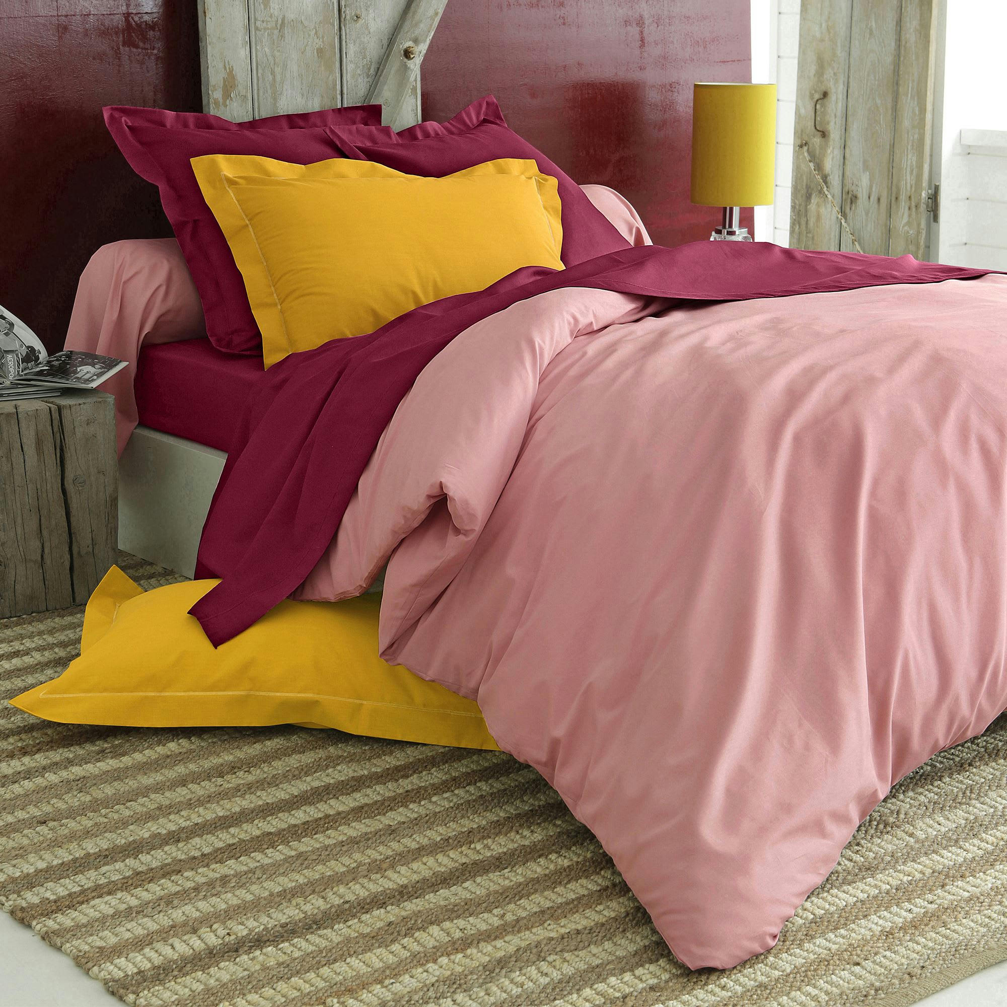 COTON UNI LAURÉAT - Housse de couette 240x220 rose fuchsia en coton