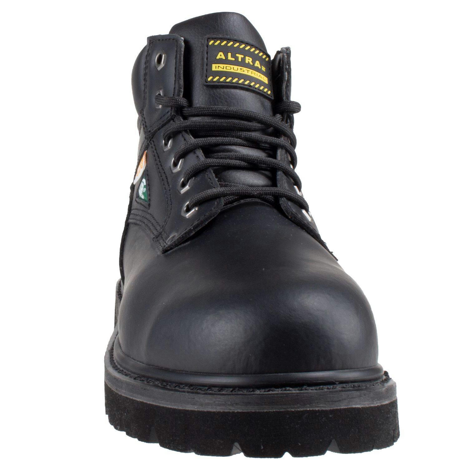 Altra Men's Industrial CSA Steel Toe Leather Work Boots, 6-in high, Black