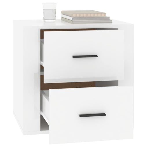 NNEVL Bedside Cabinet High Gloss White 50x39x47 cm