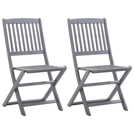 NNEVL Folding Outdoor Chairs 2 pcs Solid Acacia Wood