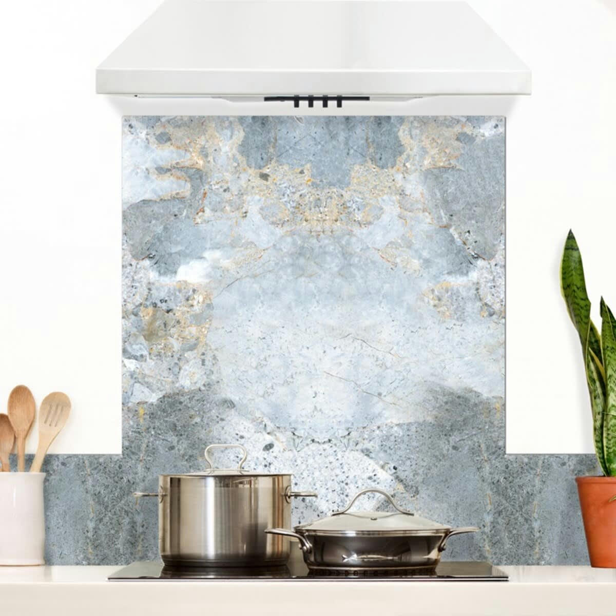 MINERAL - Crédence cuisine Fond de hotte ALU L60xH70cm Gris Pierre