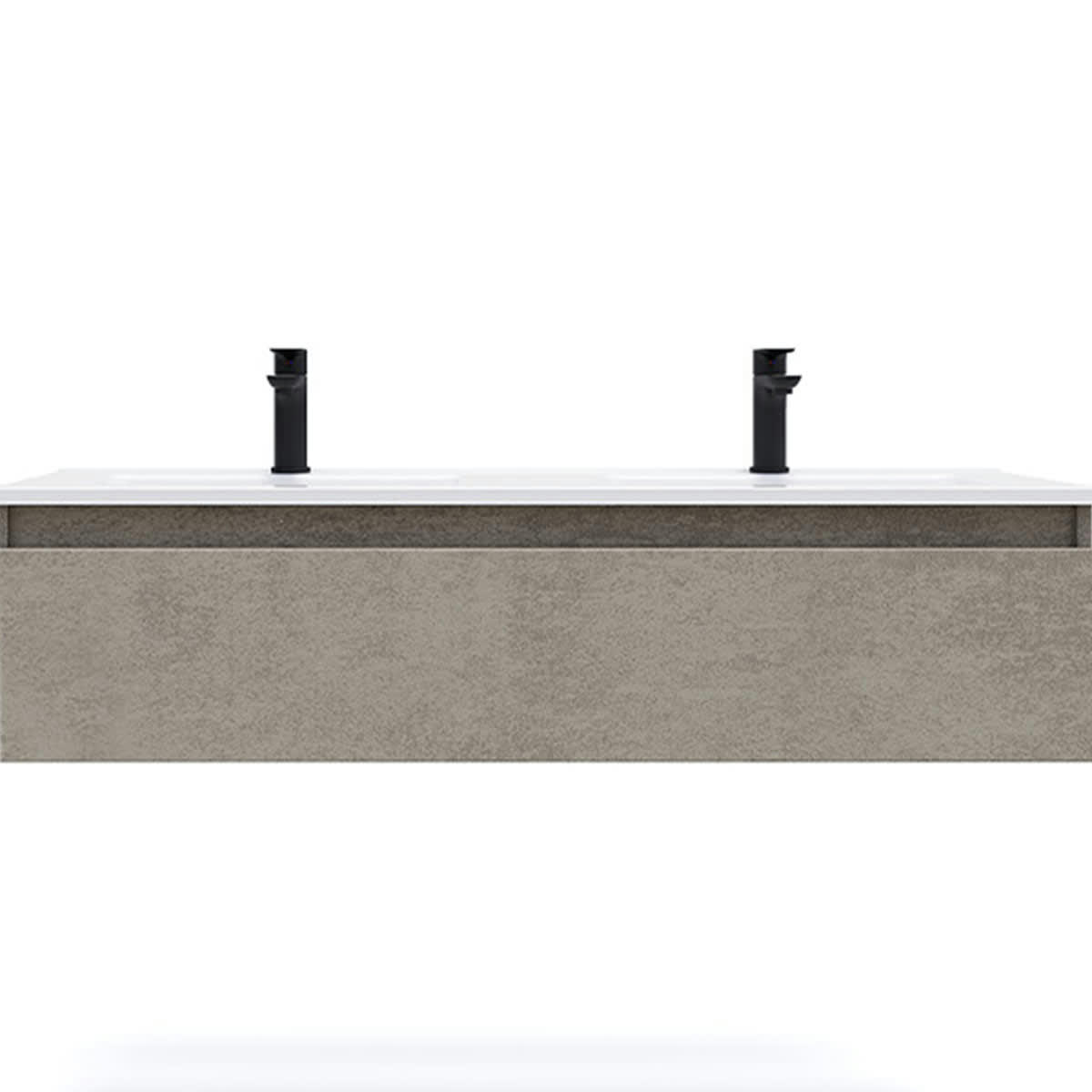 HUDSON - Meuble salle de bain double vasque 120cm 1 tiroir Béton