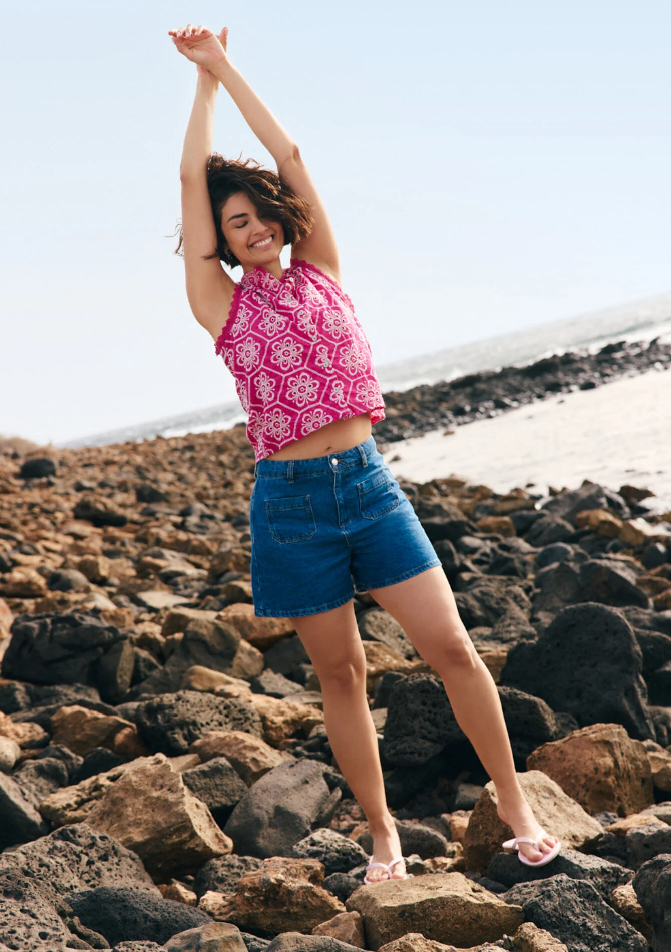 Denim short met hoge taille