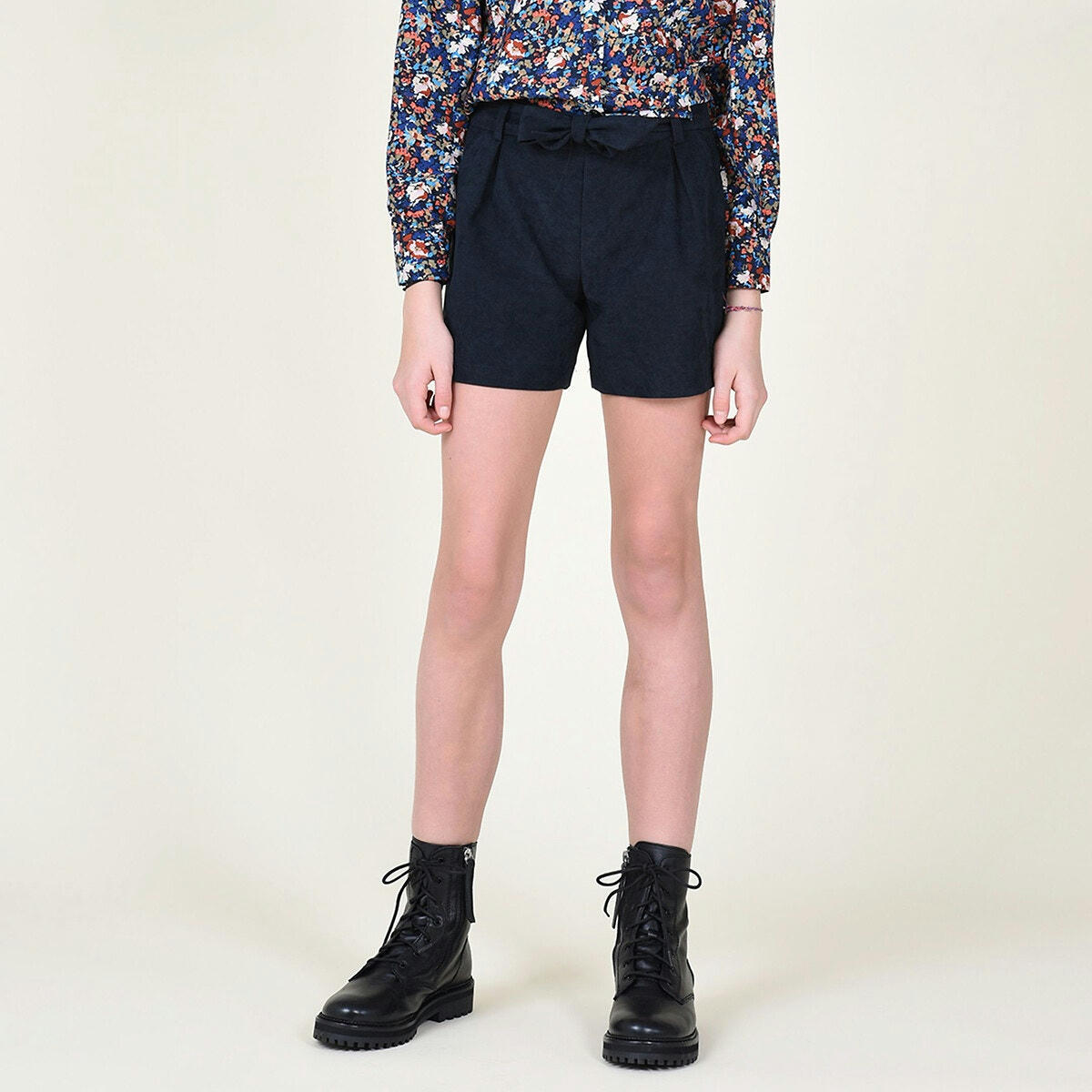 Short taille haute en toile
