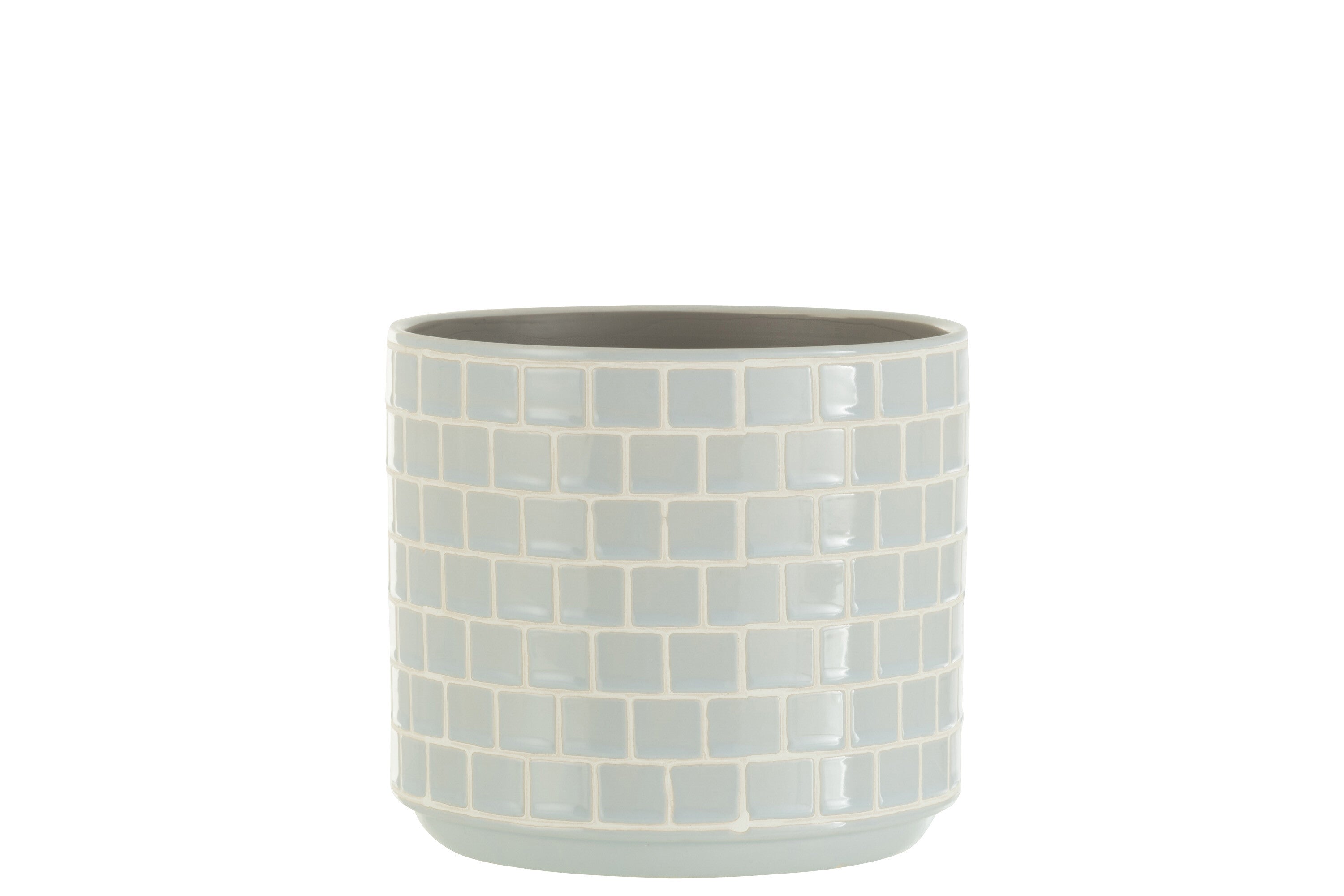 J-Line bloempot Blinkend - keramiek - blauw - large - Ø 17 cm
