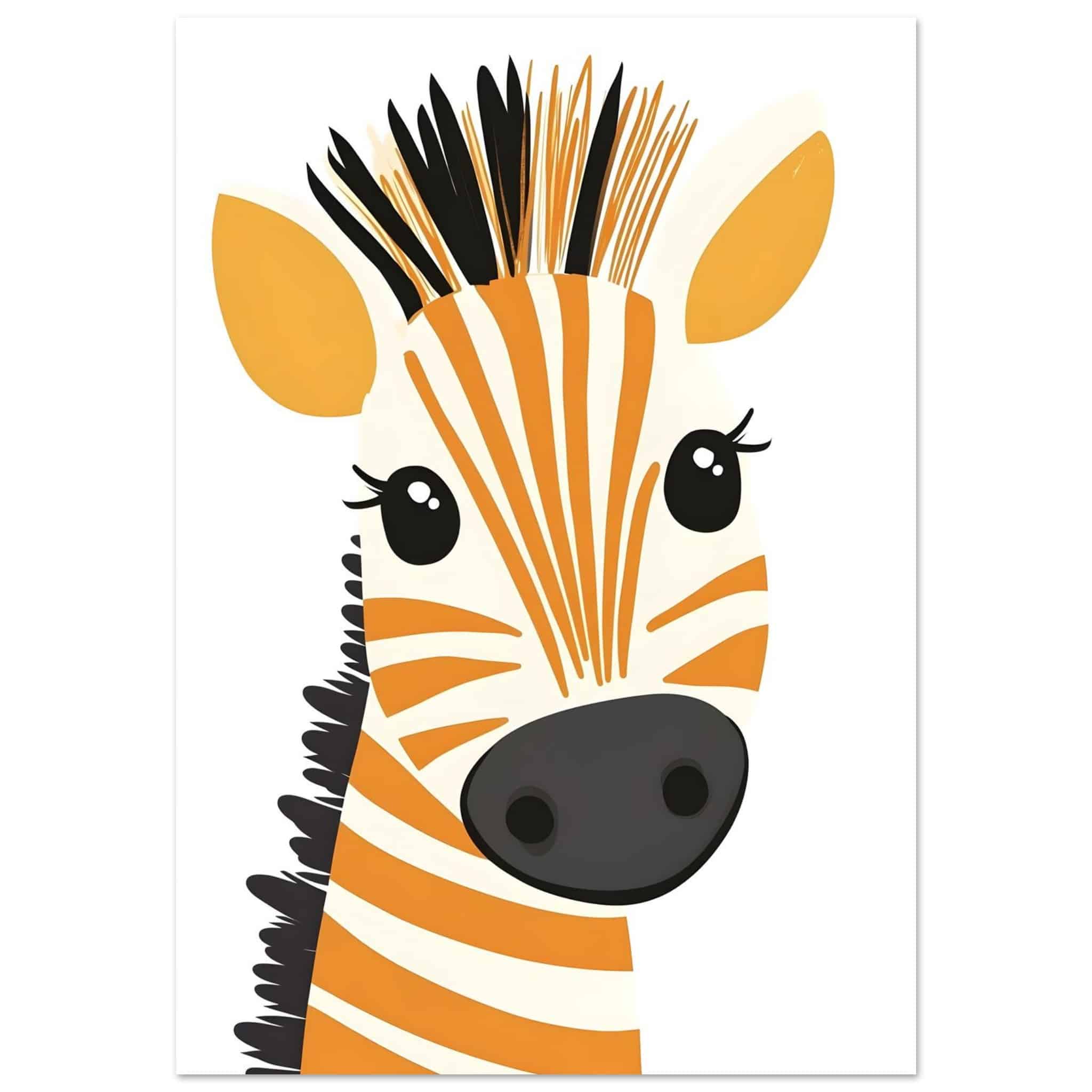 Artfulprints Poster Vrolijke zebra  - 70x100 cm - Bruin