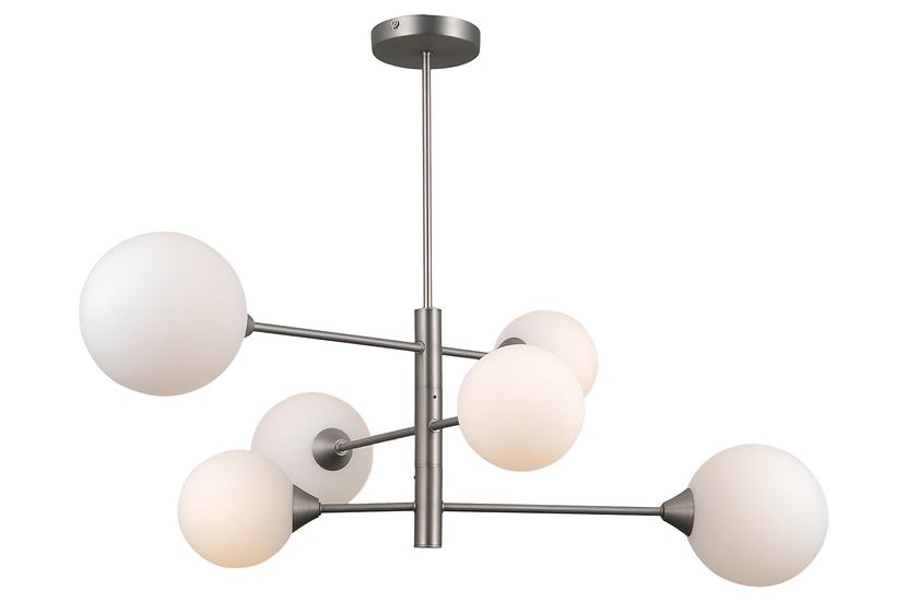Lampa wisząca Evora 6-punktowa stalowa srebrna