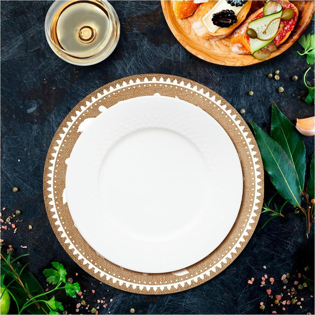 BOHÈME - Set de table rond en toile de jute D38
