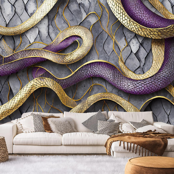 Feeby Fototapeta Tekstura węża Glamor Gold Purple