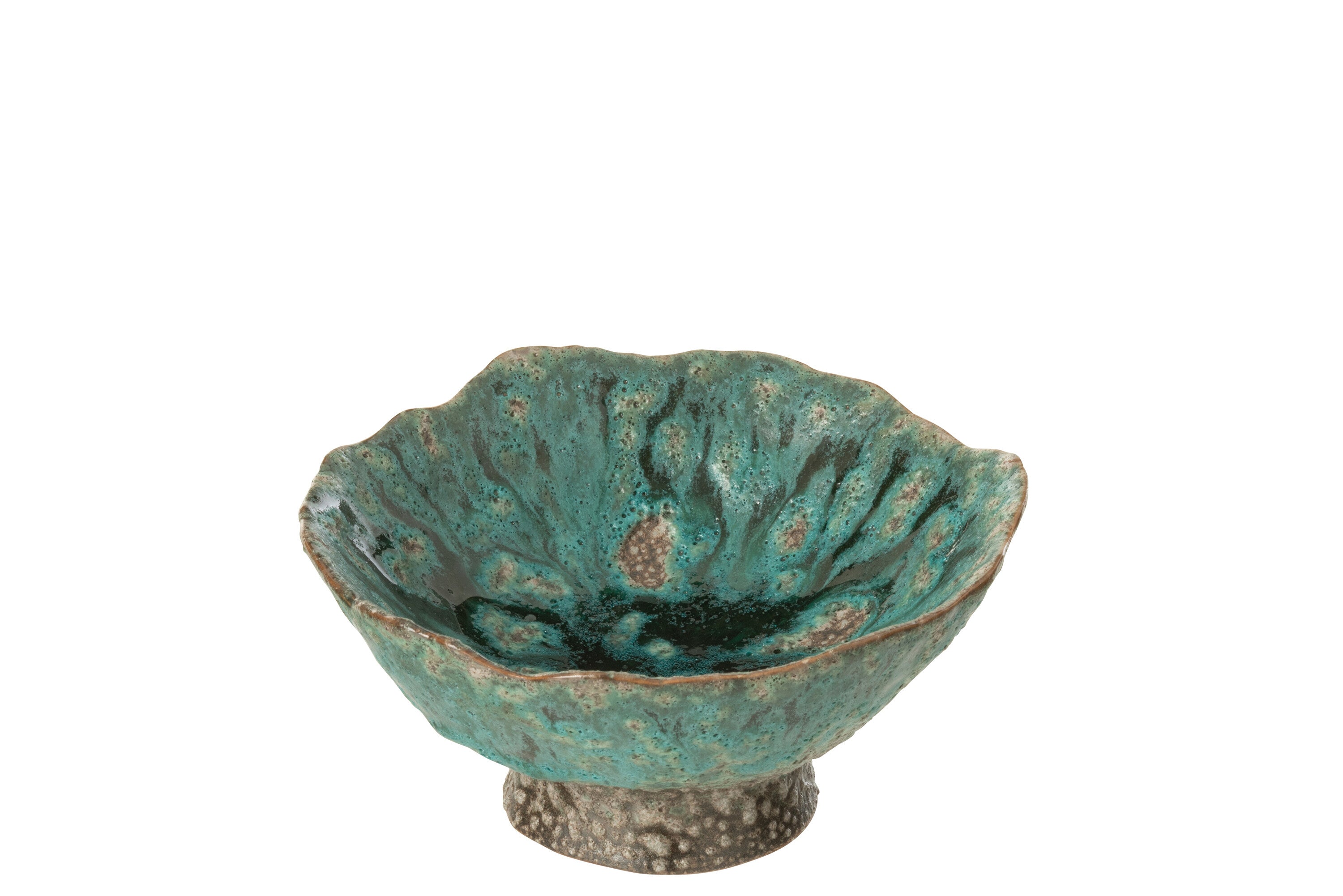 J-Line plateau Decoratief Naga - keramiek - azuur/bruin - small