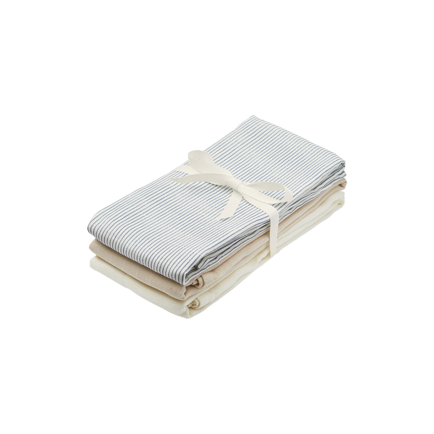 Stofble 3-pak, classic stripes blue/praline/creme white