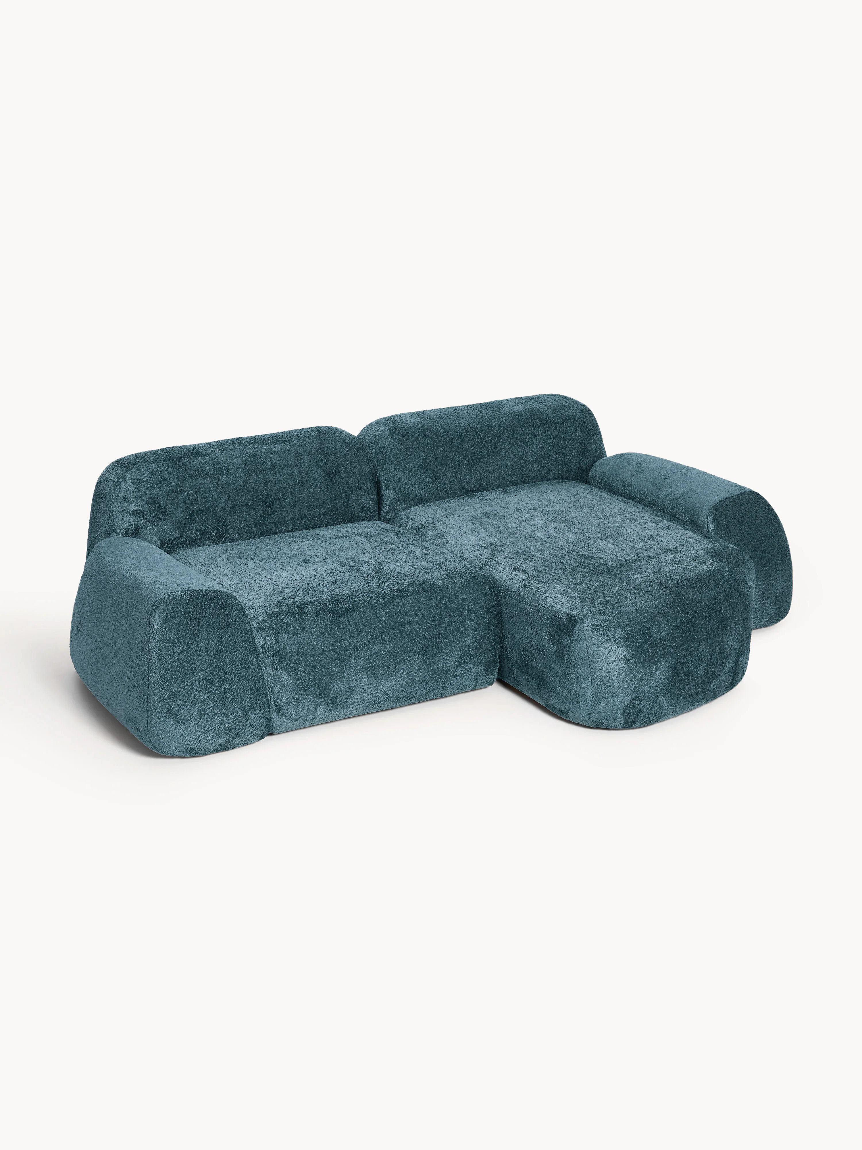 Modulares Ecksofa Wolke (3-Sitzer) aus Teddy-Bouclé