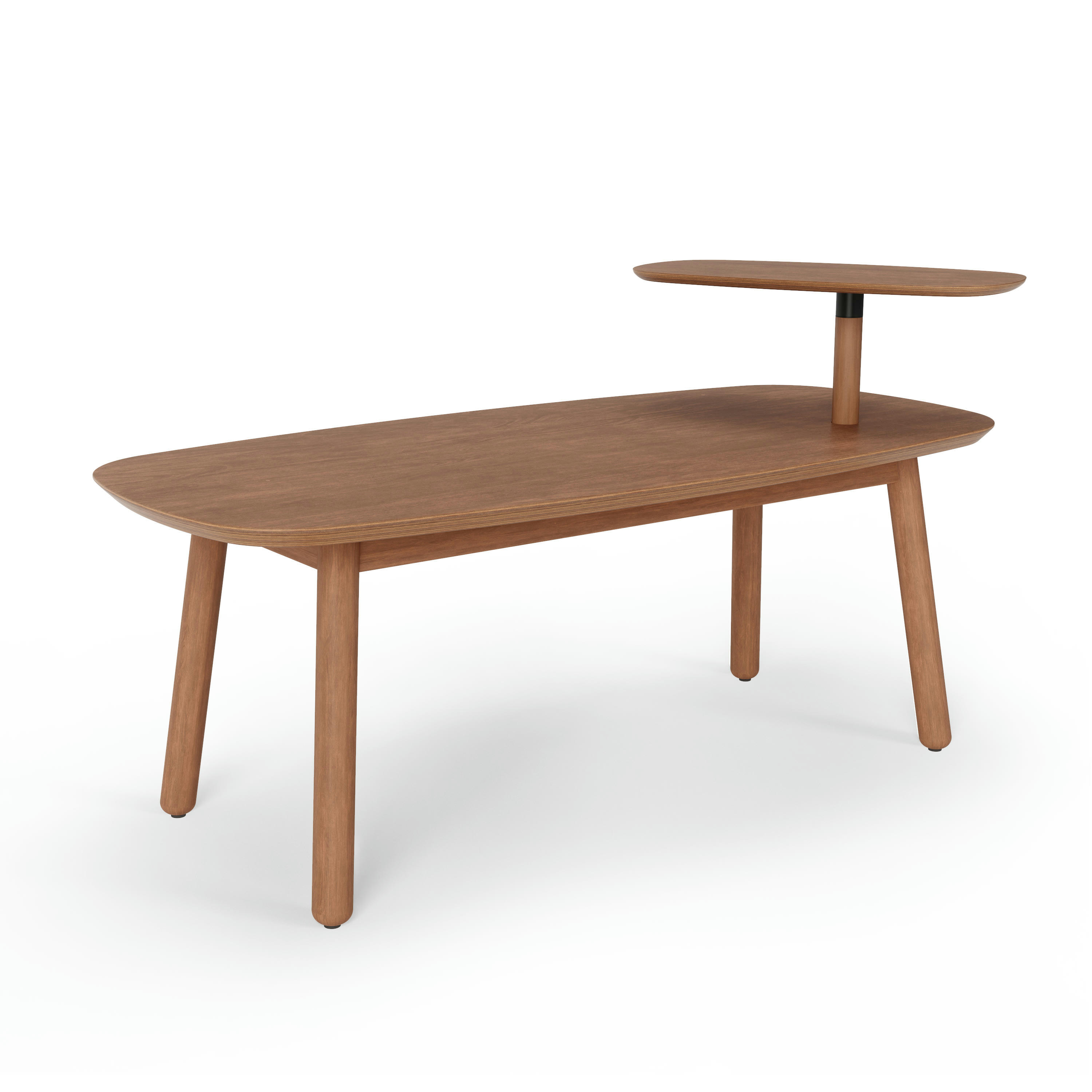 SWIVO - Table basse avec tablette surélevée couleur noyer L120cm
