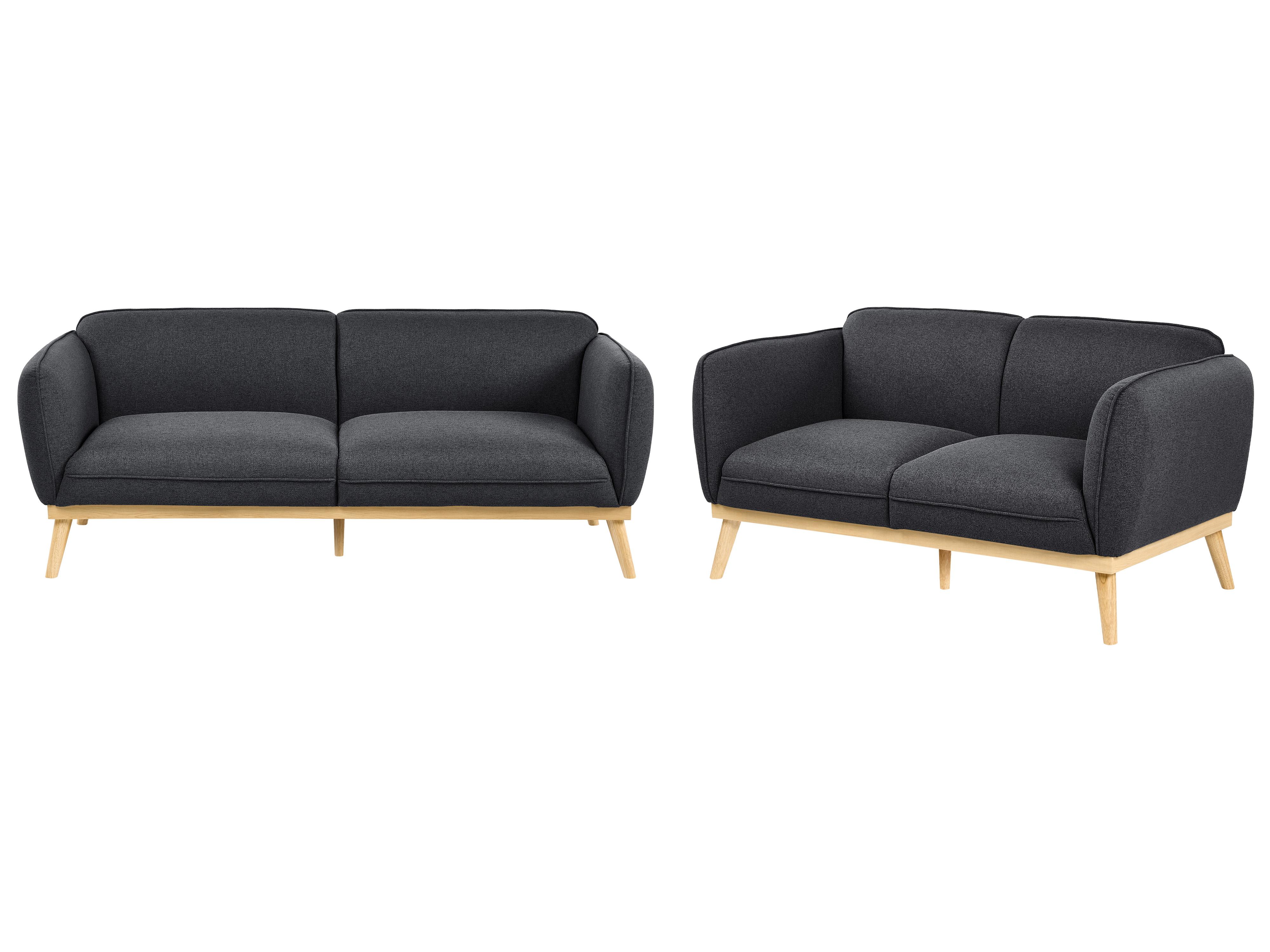 Living Room Set 5 Seater LJUNG Fabric Black