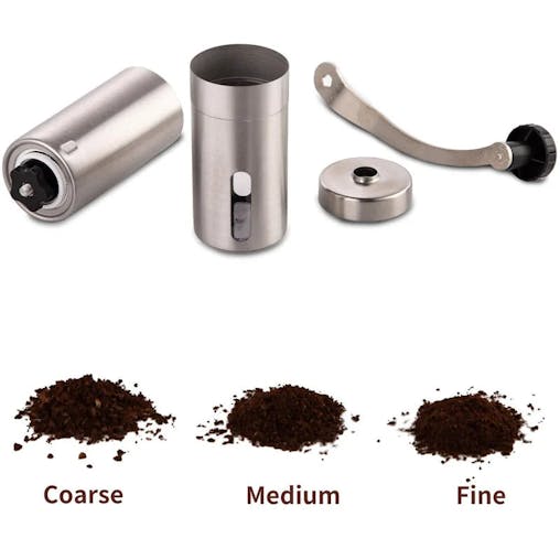 NNEOBA Manual Coffee Grinder Stainless Steel Hand Crank Conical Burr Grinder Silver