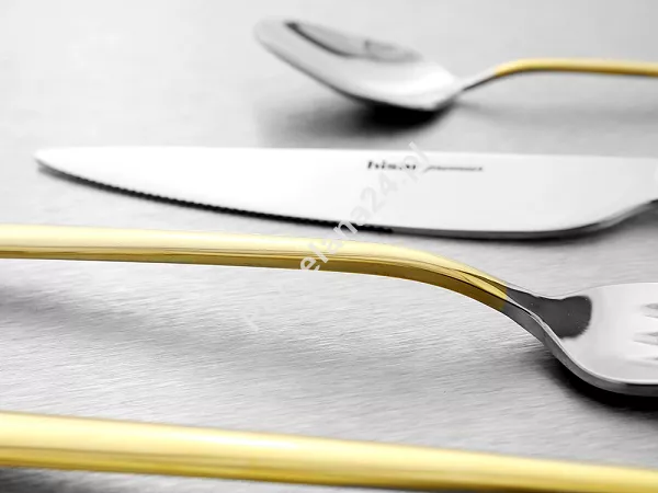 Komplet sztućców 24 cz. na 6 osób Hisar - Bahama Gold (4.0/3.0mm) złocone
