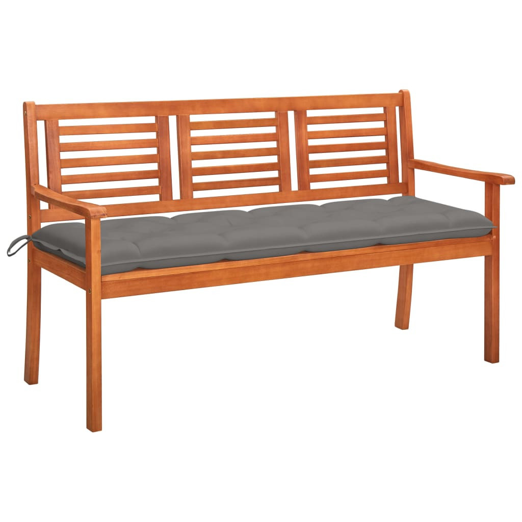 3-os. ławka ogrodowa z poduszką, 150 cm, lity eukaliptus