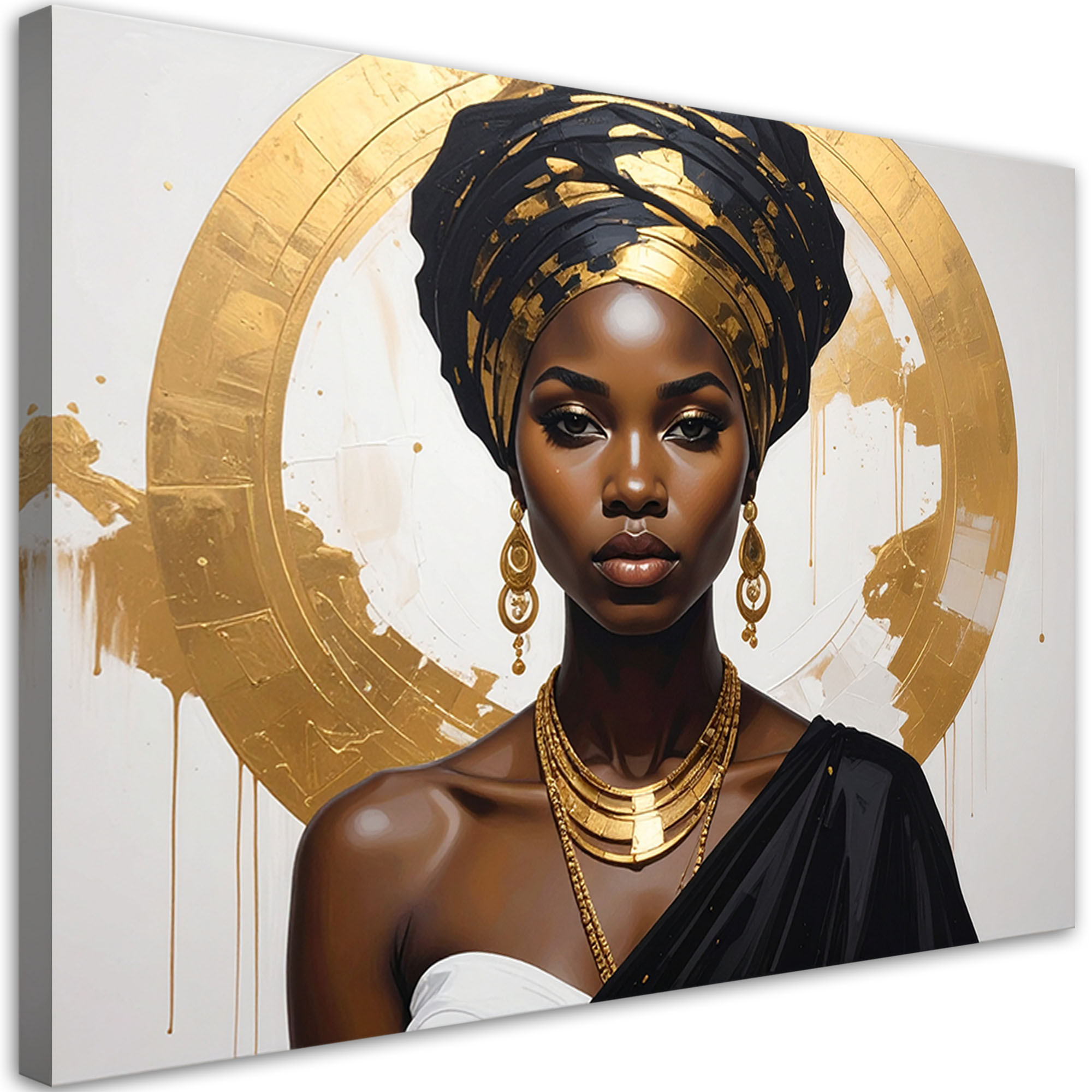 Obraz do salonu sypialni, Portret kobiety w złotym turbanie 30x20