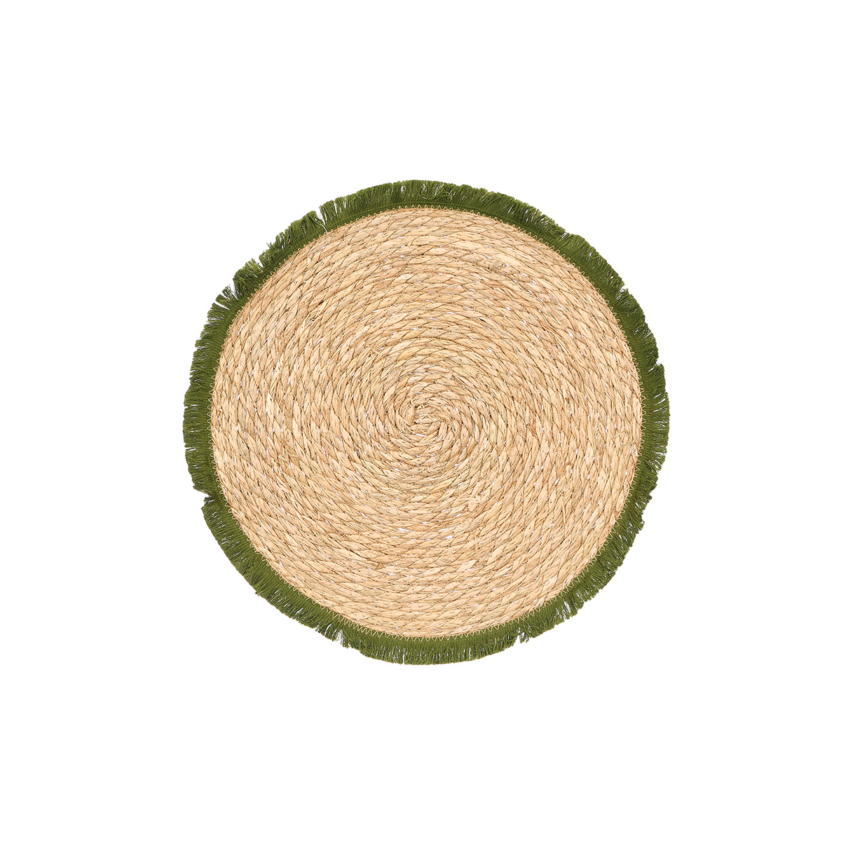 Individual de mesa com franjas verde 38cm