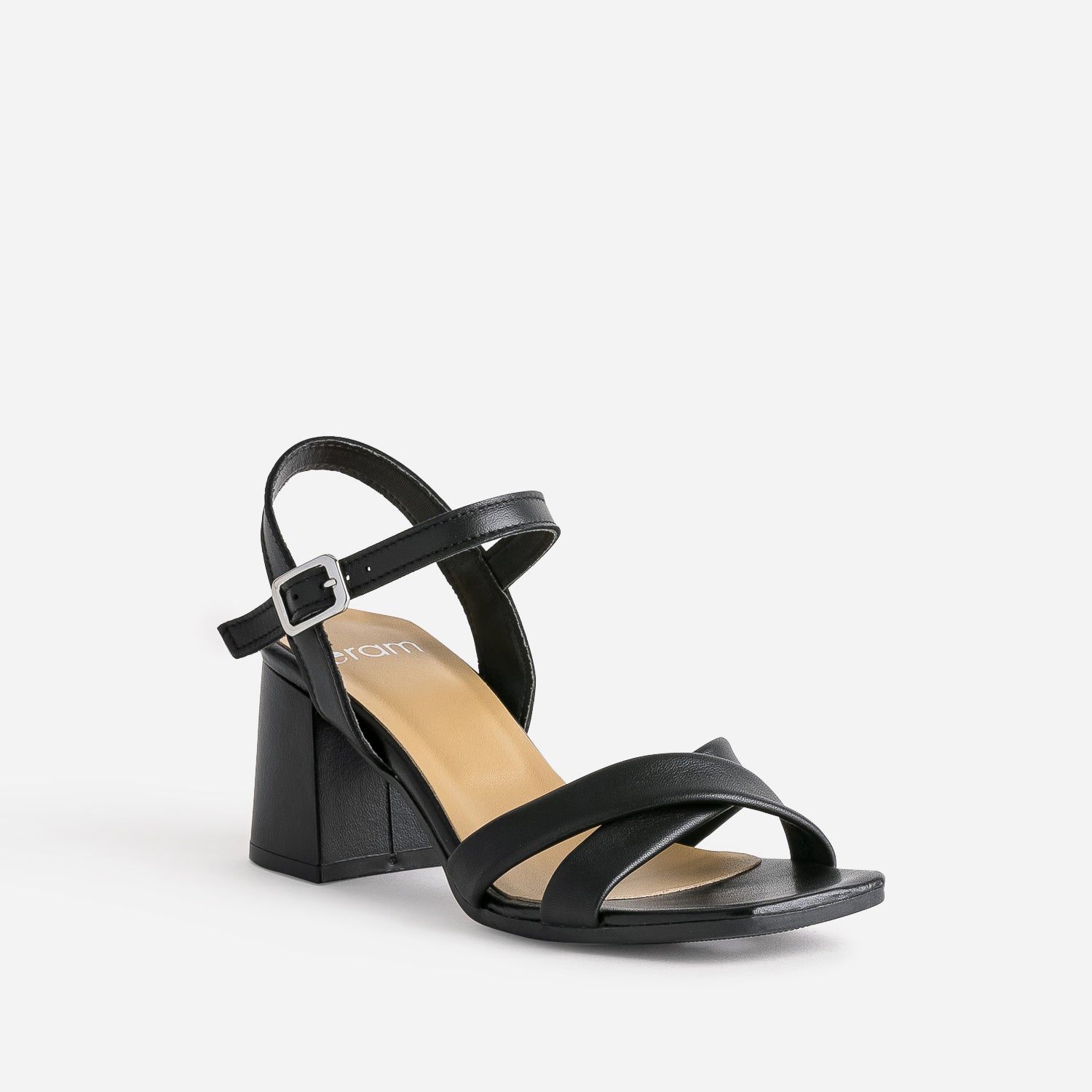 Sandale noire cuir à talon